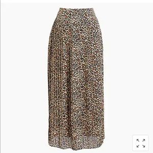 J. Crew Factory Leopard Printed Pleated Midi Skirt